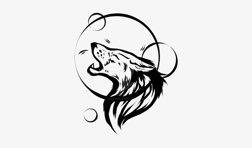 Wolf head howl design tribal tattoo Royalty Free Vector