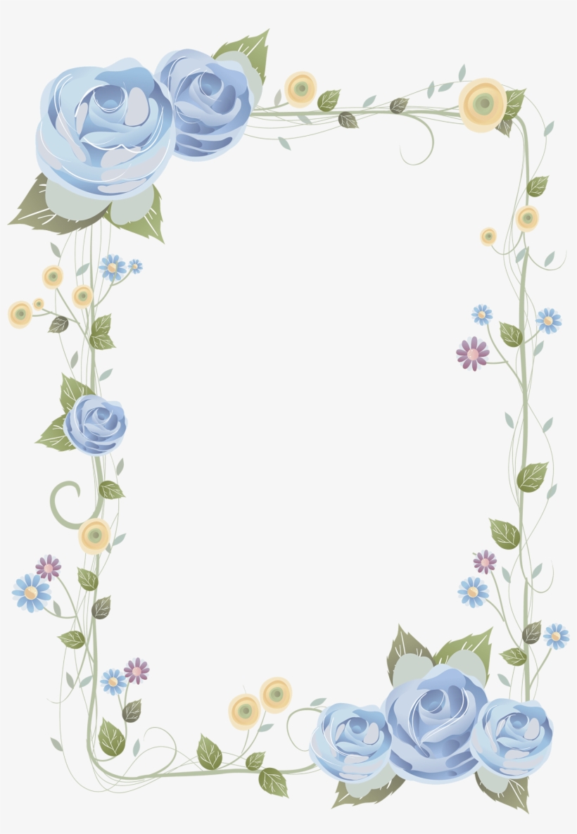 Blue Rose Frame - Blue Floral Border Background - Free Transparent PNG  Download - PNGkey
