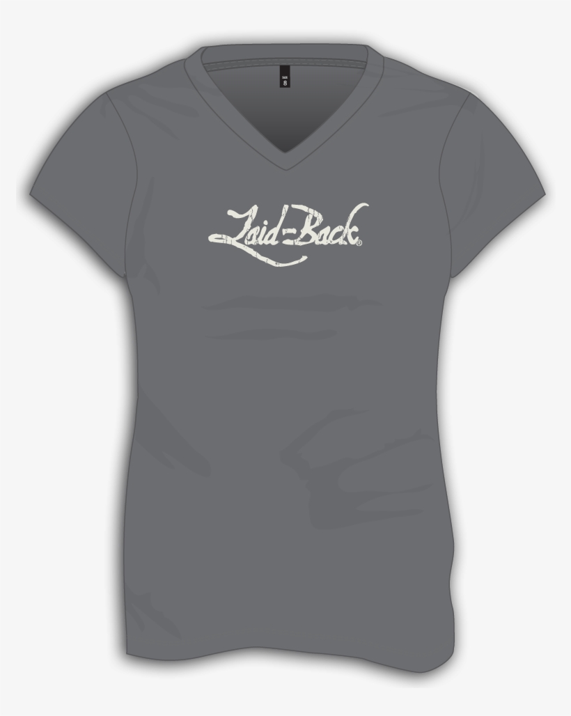 La#back Logo Off White On Charcoal Ladies Chill V Neck - Active Shirt, transparent png #8622036