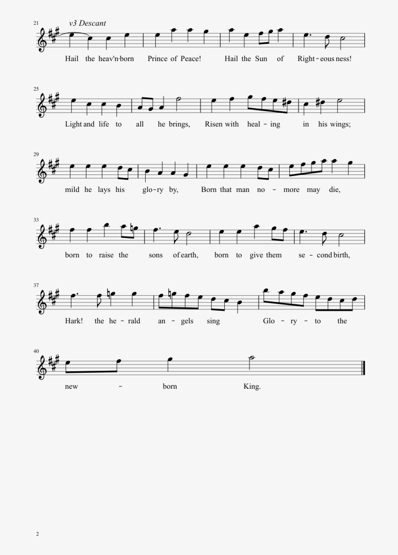 Hark The Herald Angels Sing Sheet Music Composed By Hark The Herald Descant Sheet Music Free Transparent Png Download Pngkey