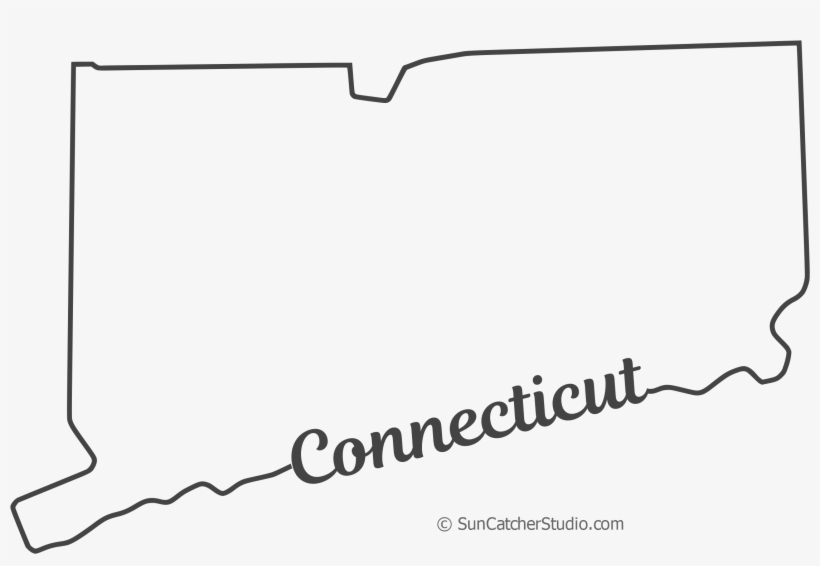 Free Connecticut Outline With State Name On Border, - Line Art - Free