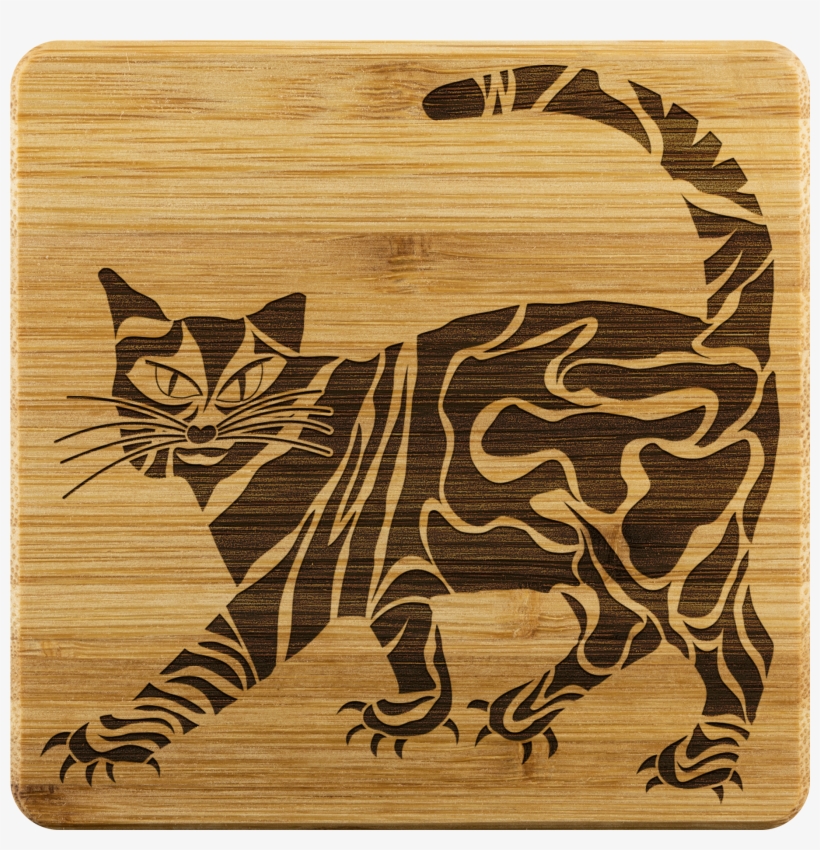 Cool Cat On Coaster Set 4 Pc Gift - Cat, transparent png #8759175