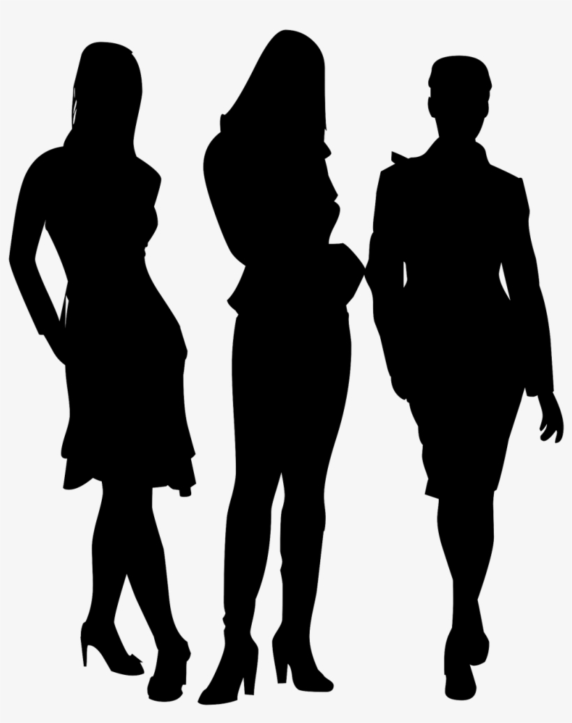 Team,ladies,business Silhouette, - Transparent Silhouette Of Group Of People Png, transparent png #8795094
