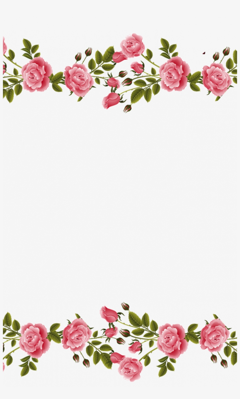Pink Rose Wallpaper Border - Pink Flowers Clip Art Border - Free ...