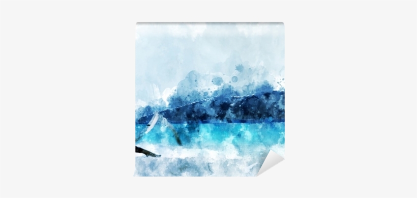 Sand Beach At The Island, Blue Water In The Sea, Digital - Painting, transparent png #93869