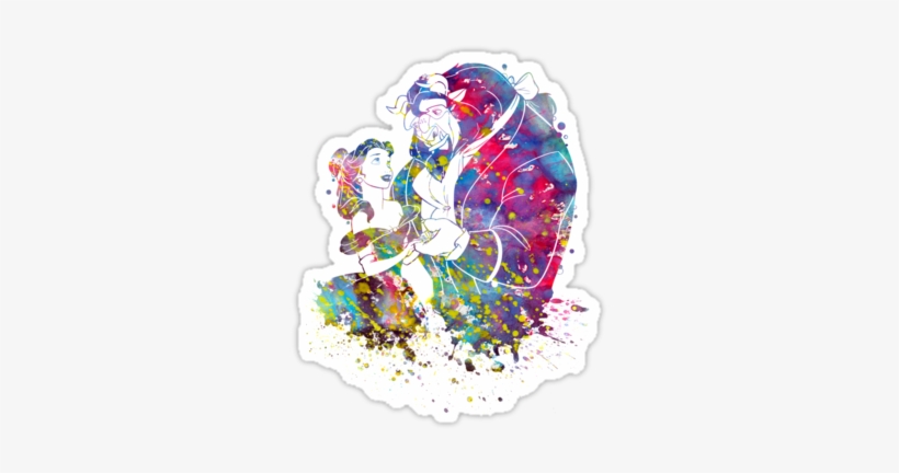 Beauty And The Beast Belle Disney Princess Watercolor - Beauty And The Beast Canvas Print - Small, transparent png #94068