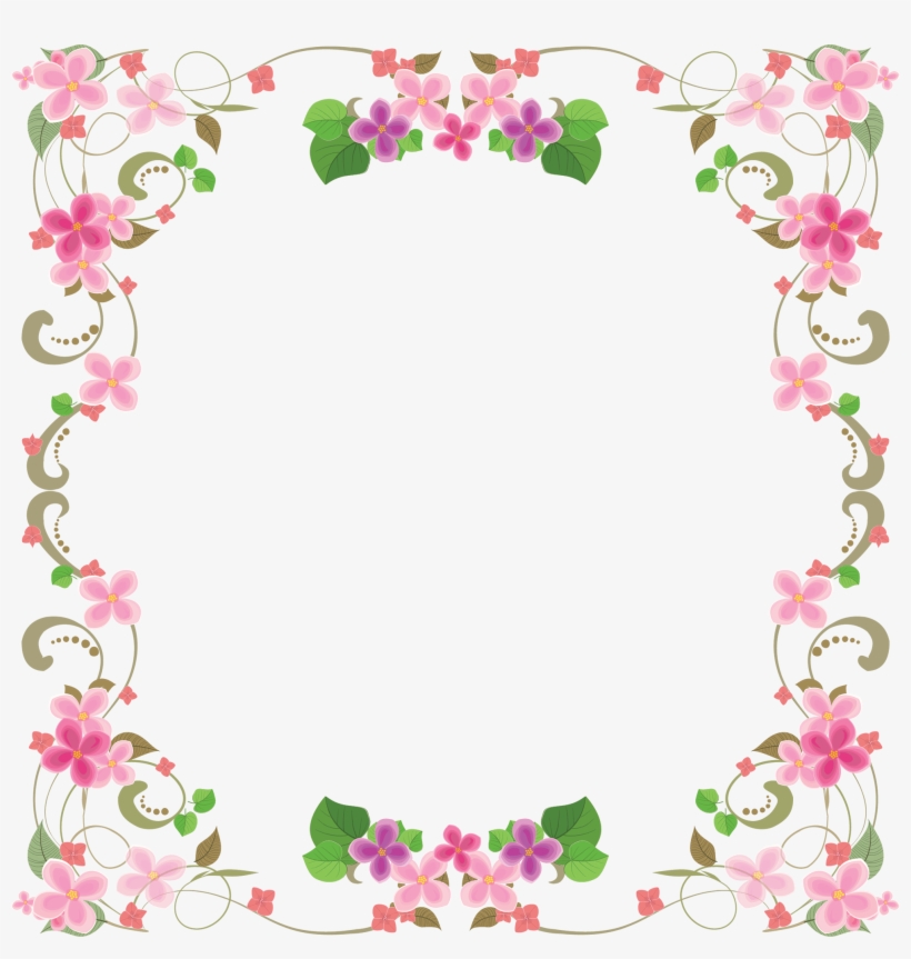 Square Pink Flower Frame - Animais Vida Imóvel Moda Formas Vintage ...