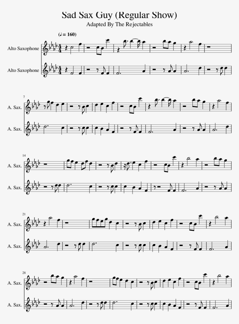 Sad Sax Guy Hall Of The Mountain King Alto Sax Sheet Music Free Transparent Png Download Pngkey