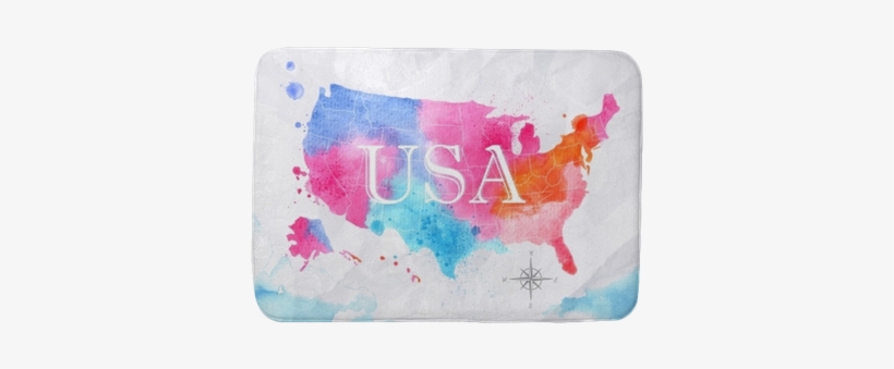 Watercolor Map United States Pink Blue Bath Mat • Pixers® - You Re A Puppet No You Re, transparent png #915356