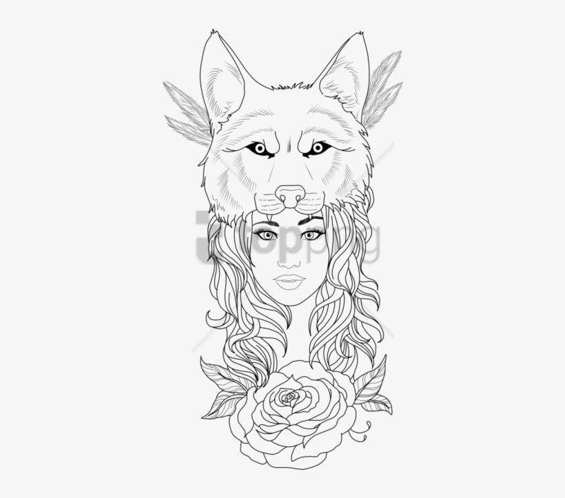 Free Png Tattoo Woman Wolf Png Image With Transparent - Wolf Head Girl ...