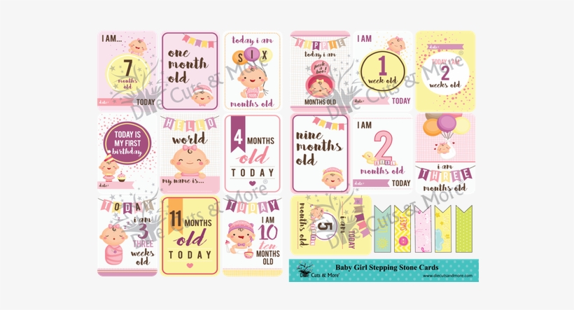 Baby Girl Stepping Stone Cards - Label - Free Transparent PNG Download ...