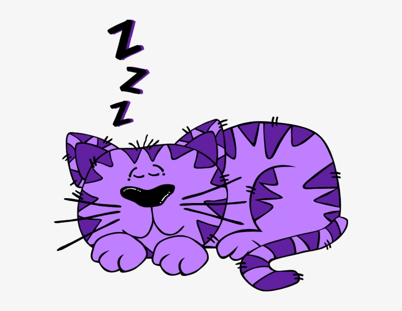 Cheshire Cat Clipart Purple - Sleeping Cat Cartoon Character - Free