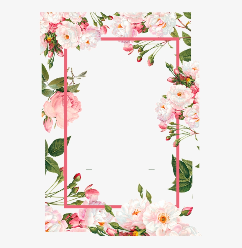 Pink Borders Flower Free Png Hq - Flower Watercolor Frame Png - Free