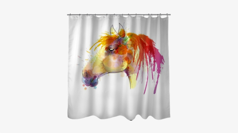 Horse Head Watercolor Painting Shower Curtain • Pixers® - Watercolor Painting, transparent png #943965