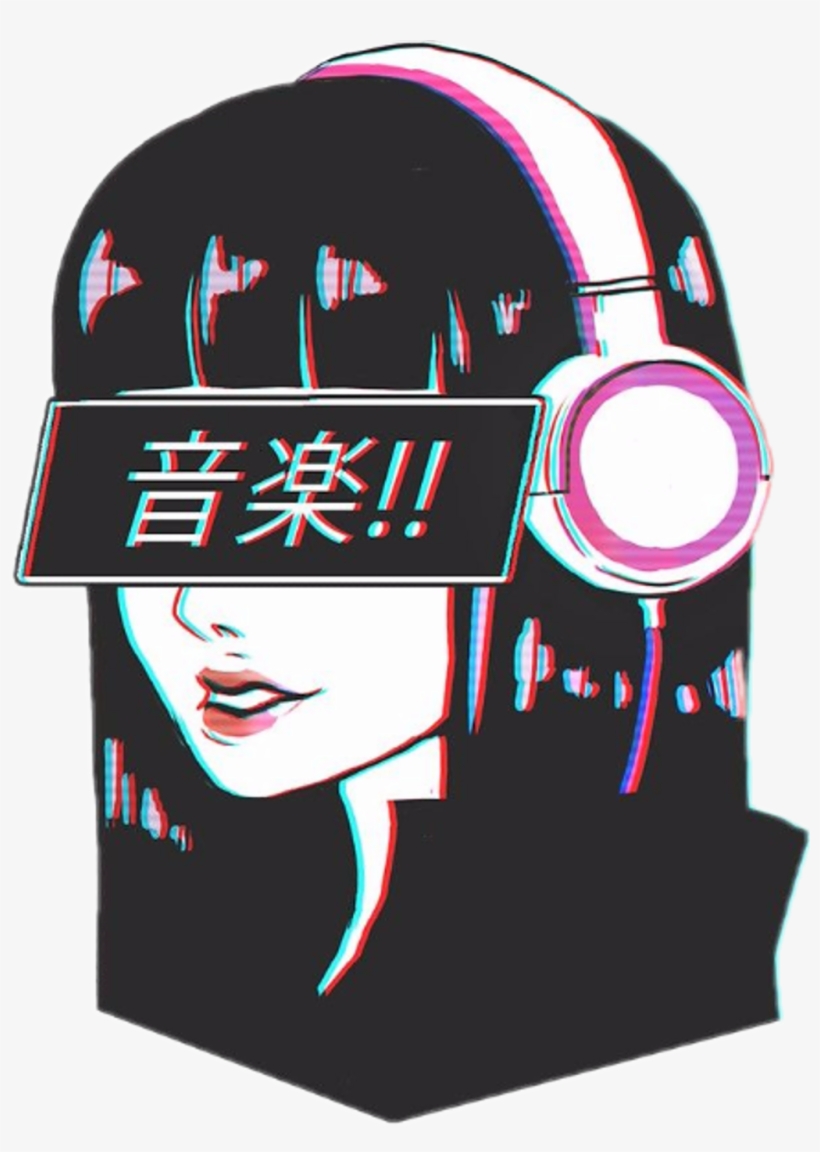 anime sticker aesthetic music art free transparent png download pngkey