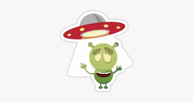 Cartoon Alien Character With Space Ship By Fantasytripp - Drawing