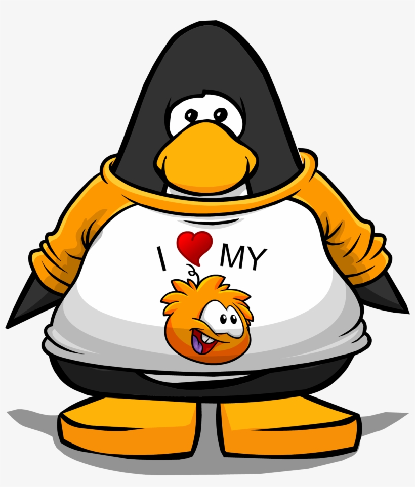 I Heart My Orange Puffle T-shirt Pc - Club Penguin Blue Tux, transparent png #974636
