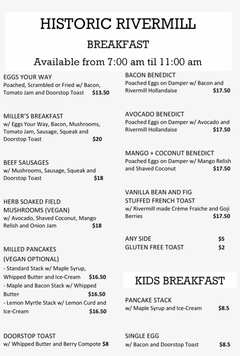 Summer Breakfast Menu - Free Transparent PNG Download - PNGkey