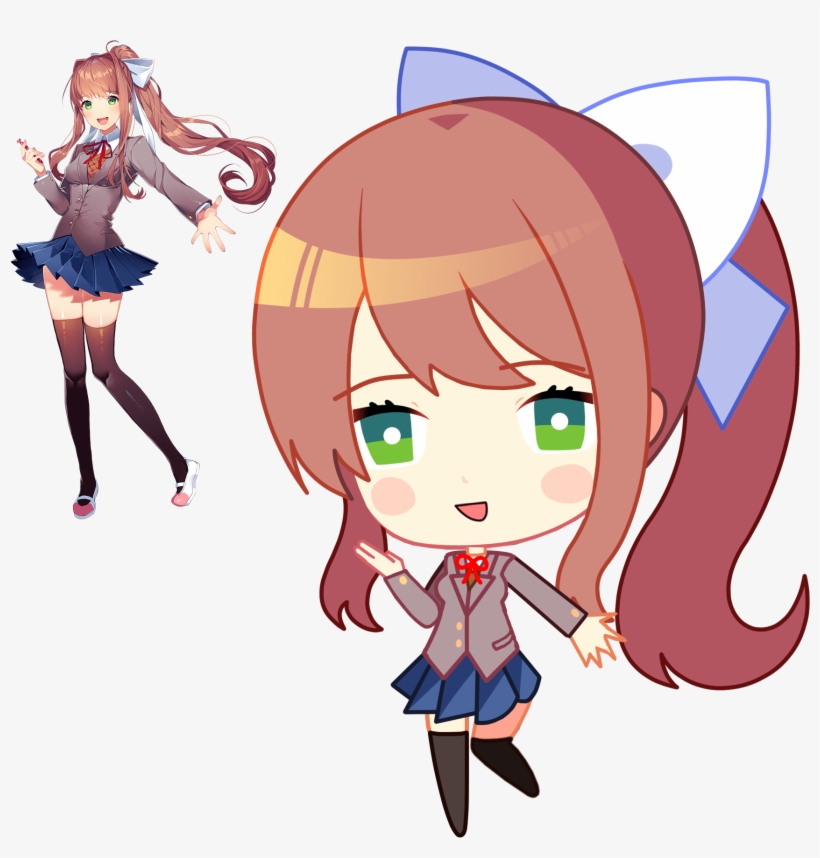 Oc Edited Mediahd Chibi Monika Menu Pose Sprite Png Doki