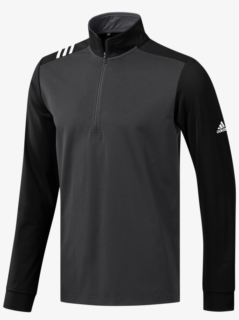 Adidas Men's 3-stripe 1/4 Zip Layering - Long-sleeved T-shirt, transparent png #9874340