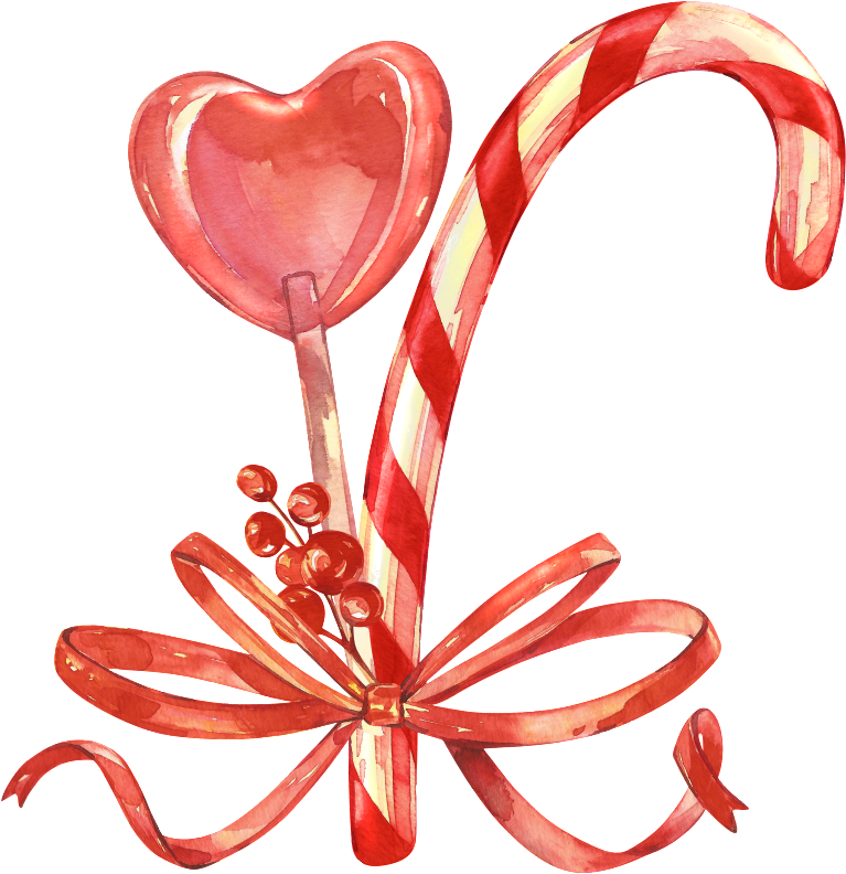 cartoon candy cane heart