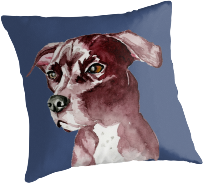 This Is A Watercolor Painting Of A Pitbull Dog - Zazzle Monochromatic ...