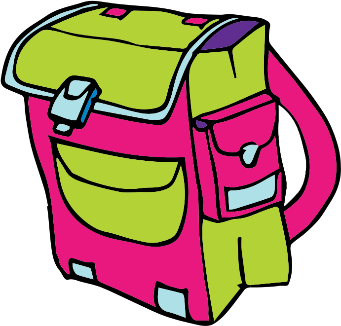 Clipart Back To School Bag, Supplies And Red Apple | Citypng