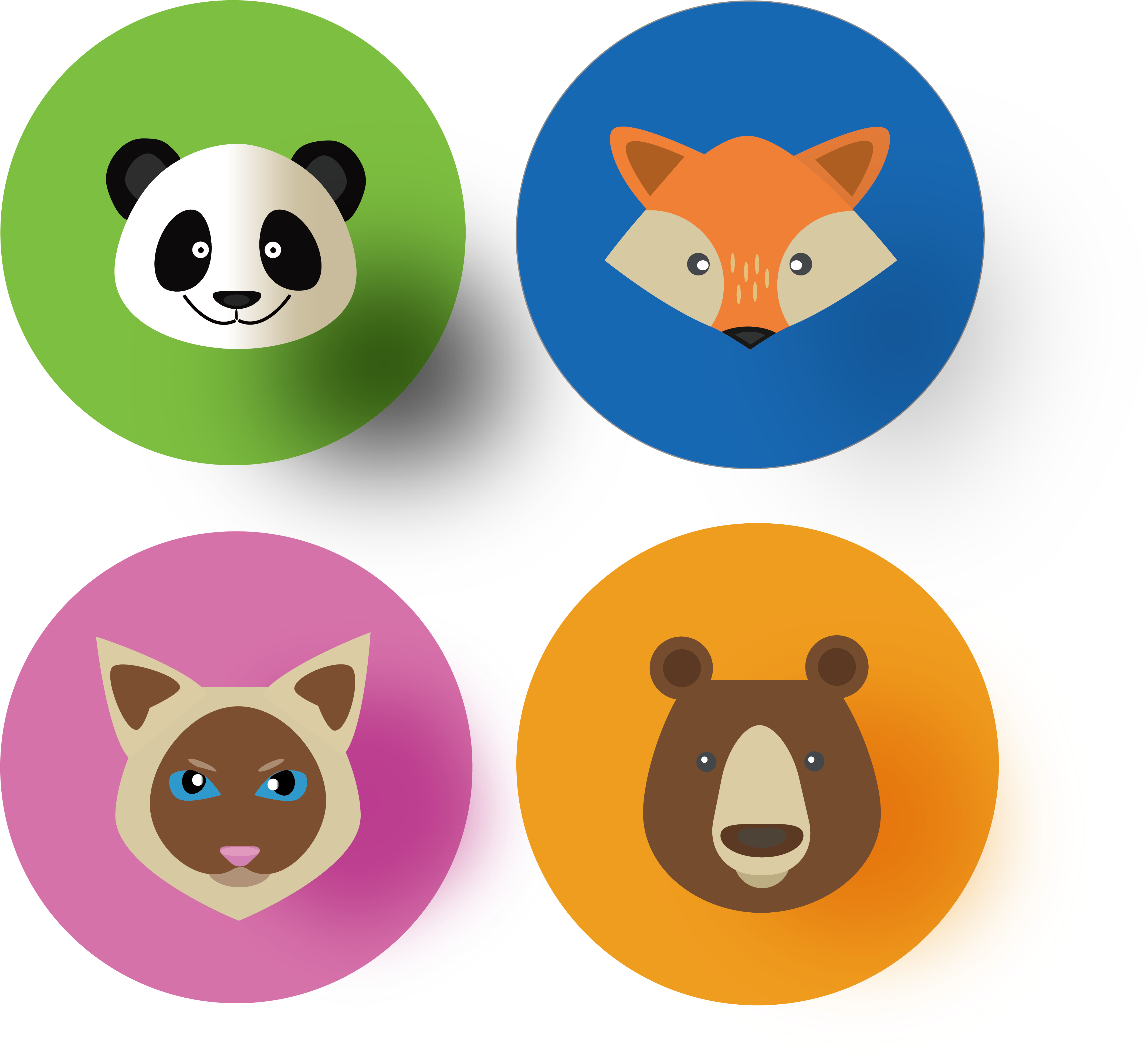 Download Round Color Animal Panda Fox Icon Vector Flat Icon Icon Png Image With No Background Pngkey Com