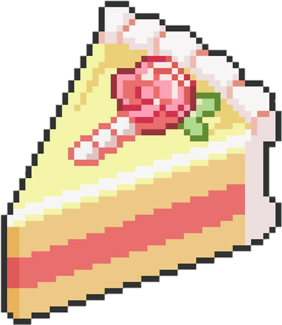 Food Pixel Cake Png Tumblr Pastel Pink Yellow Rose - Pixel Cake Png ...