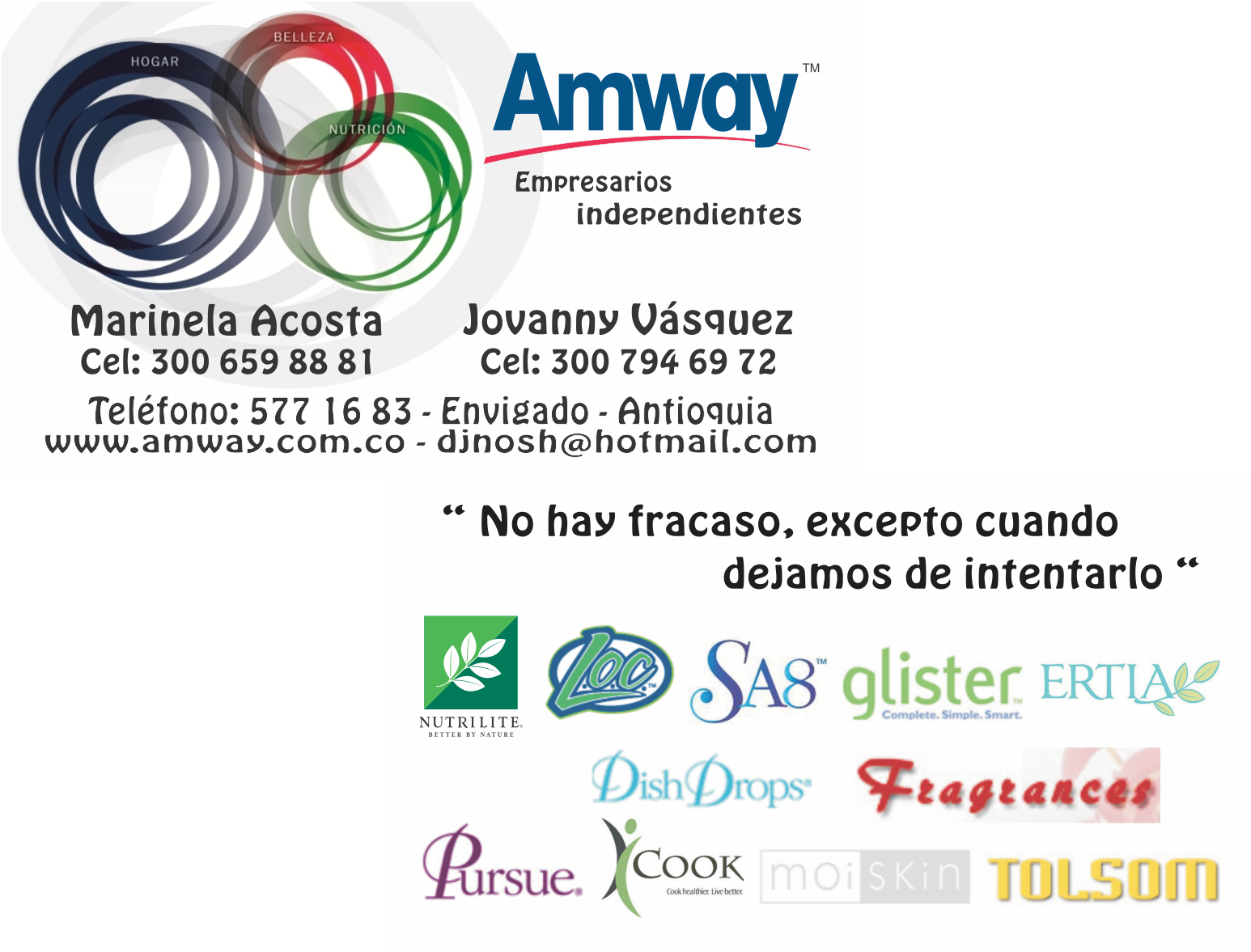 Tarjetas de presentacion amway