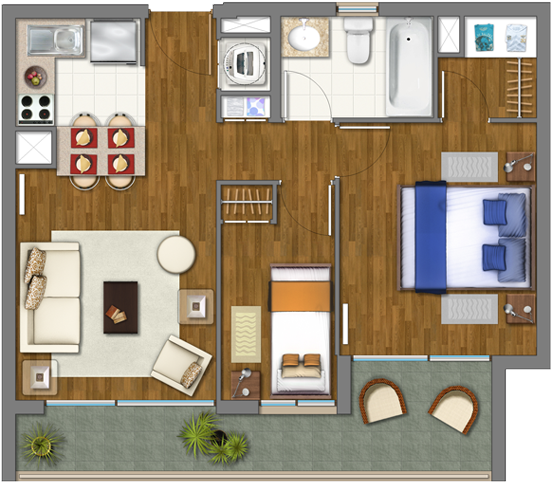 Download 2 Dormitorios 1 Bano S - Floor Plan PNG Image with No ...