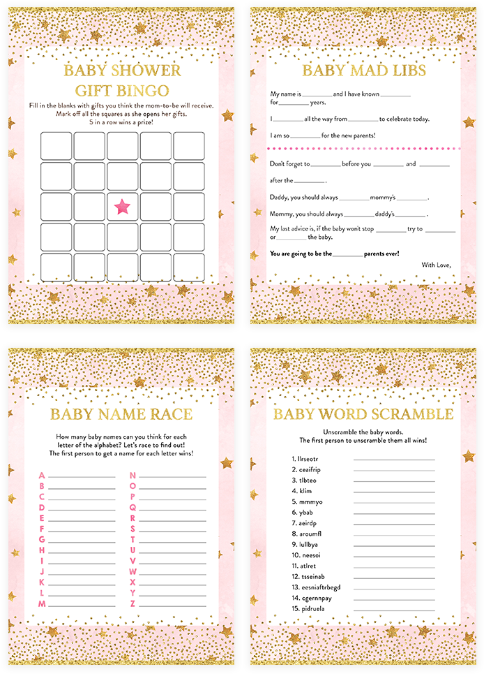 Download Pink And Gold Twinkle Twinkle Little Stars Baby Shower - Baby  Shower PNG Image with No Background 