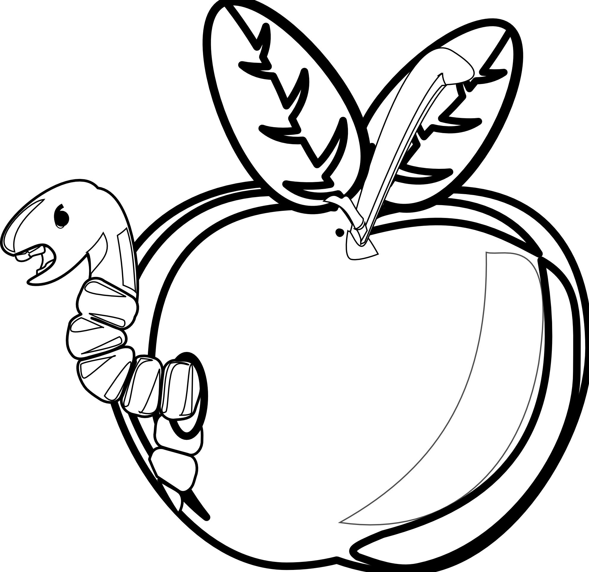 Download Apple Black And White Rg 1 Cartoon Apple With Worm Black And White Rotten Apple Png Image With No Background Pngkey Com