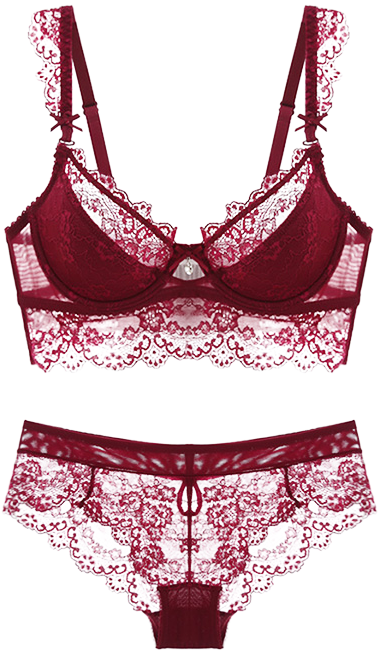 Download Bowknot Lace Spliced Scalloped Bra Set - Conjunto De Ropa Interior  Para Mujer PNG Image with No Background 
