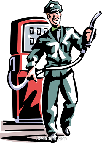 Service Station Employee Royalty Free Vector Clip Art - Retro Clip Art