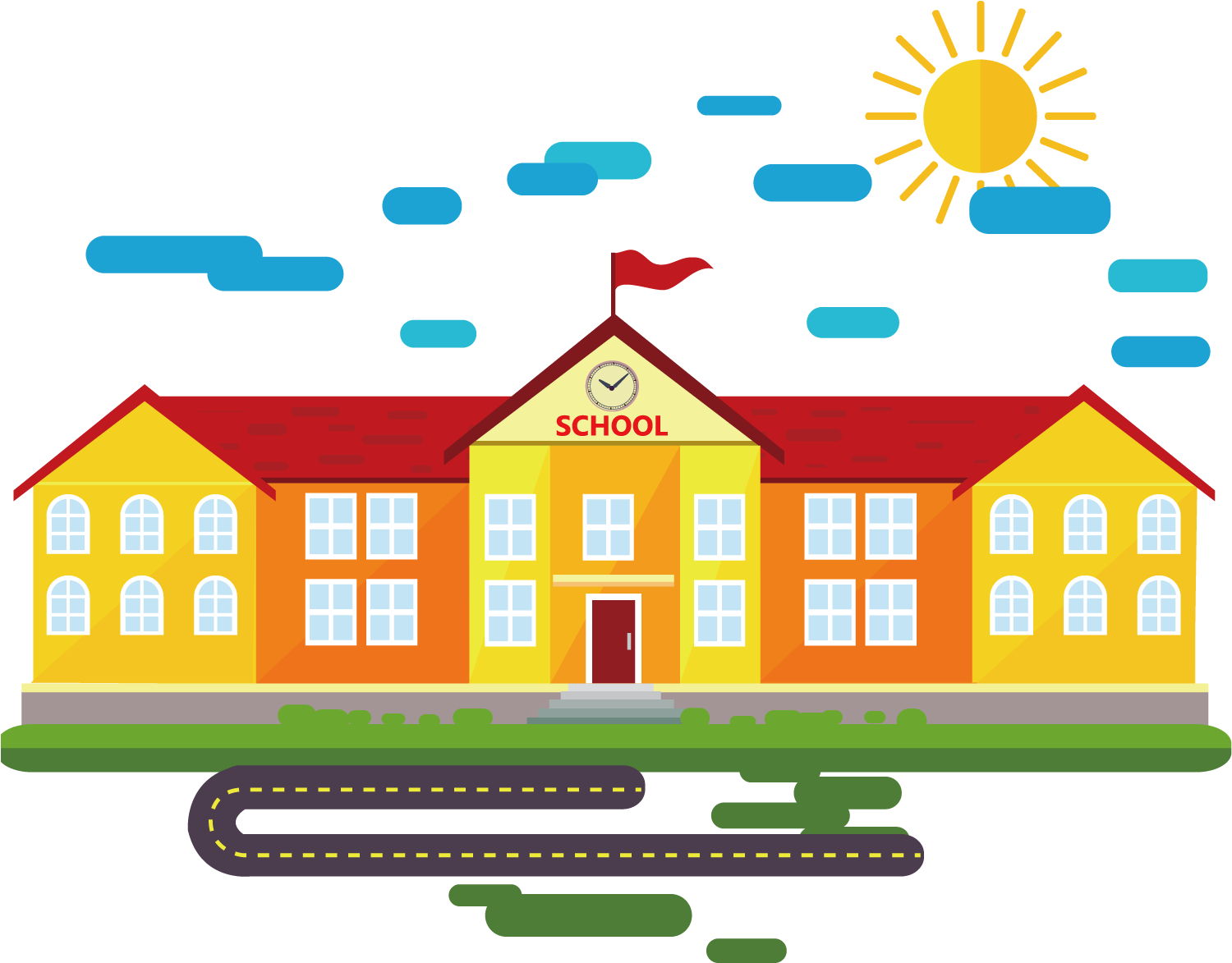 Download School Cartoon Classroom - School Building Vector Png PNG ...