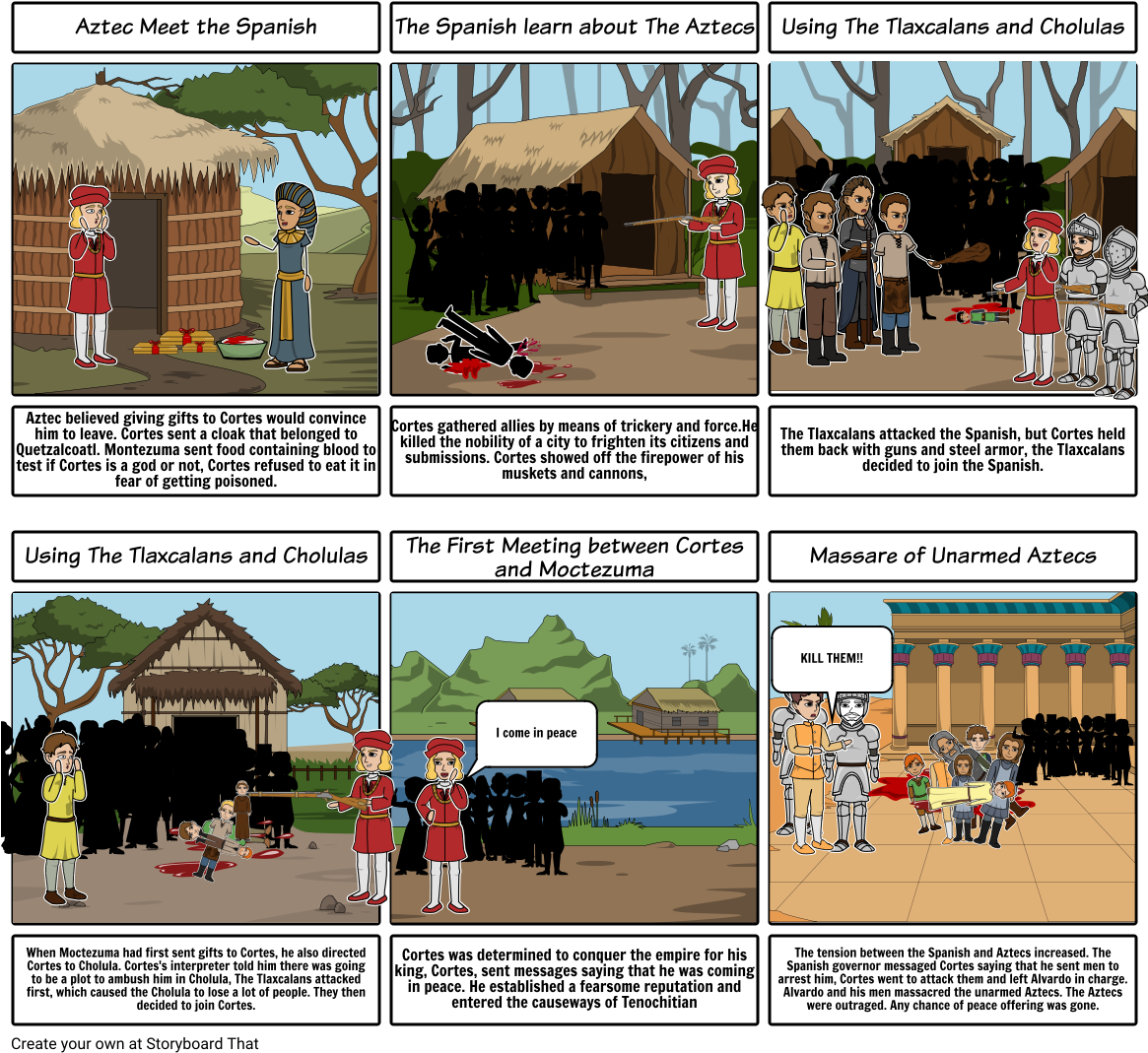 Spanish And Aztec Conflict Storyboard - Last Of The Mohicans Storyboard ...