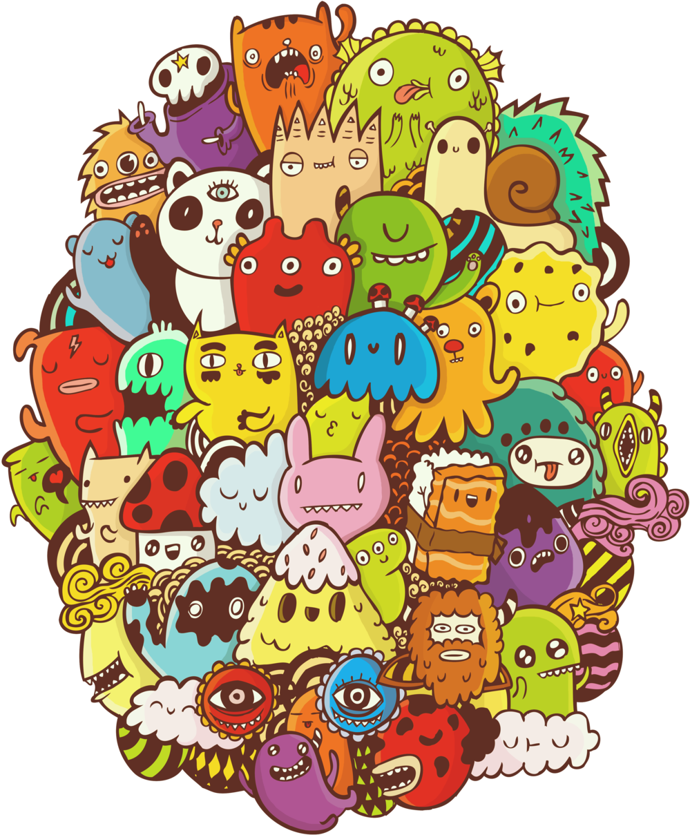 Download Colored Doodle By Doodlebros On Deviantart Clip Black Doodle Monster Colored Png Image With No Background Pngkey Com