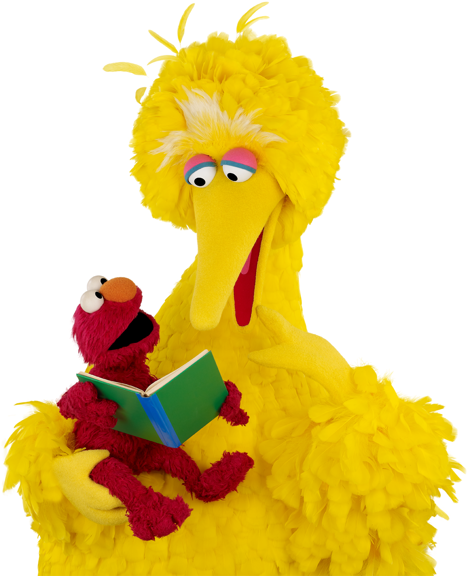 Elmo And Dad Reading Elmo Reading With His Dad, As - Big Bird Reading A ...