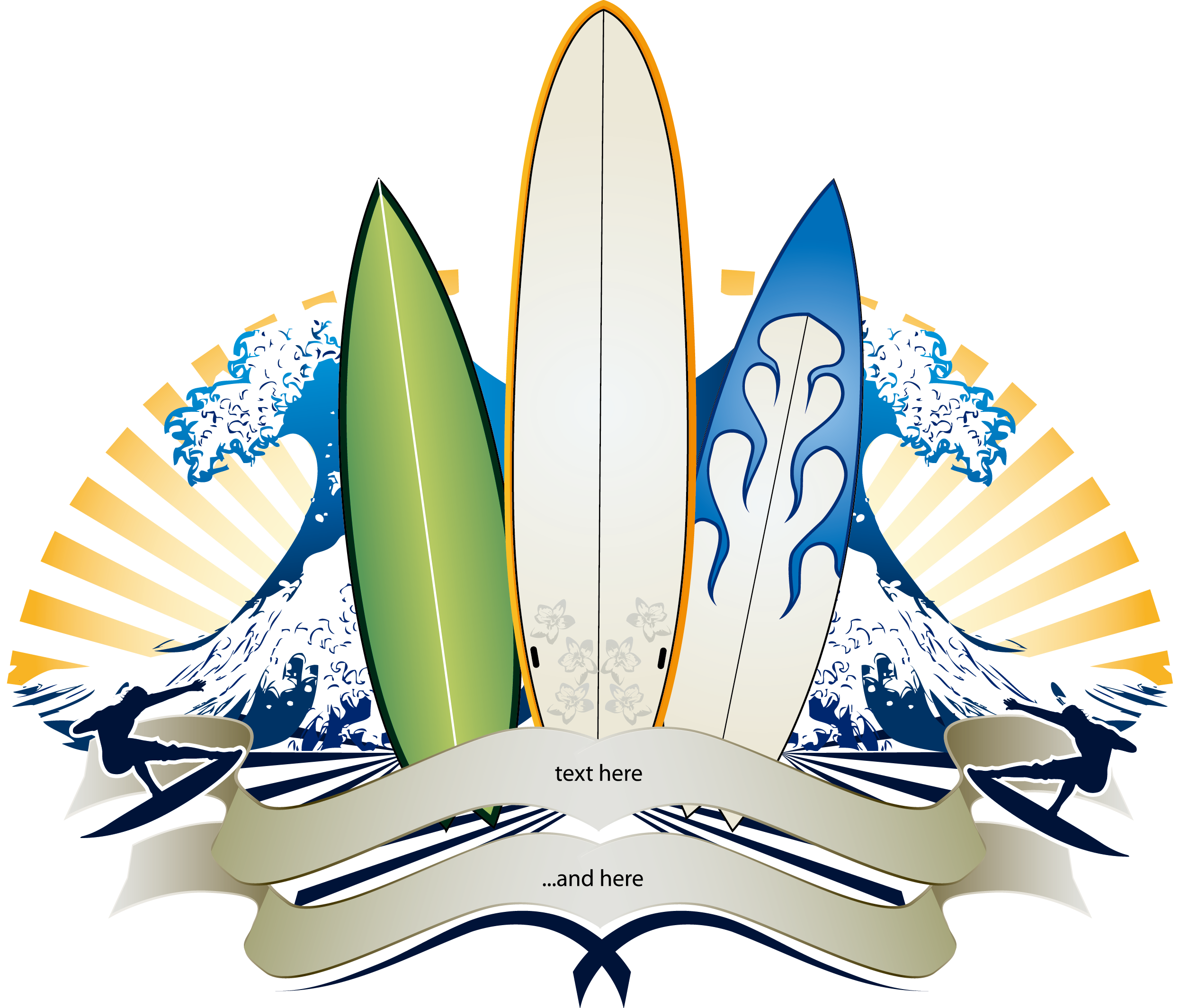 Download Big Wave Surfing Banner Surfboard Vector Tabla De Surf