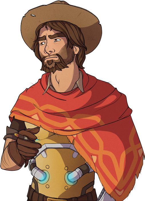 Mccree Face Png - Cartoon (525x750), Png Download