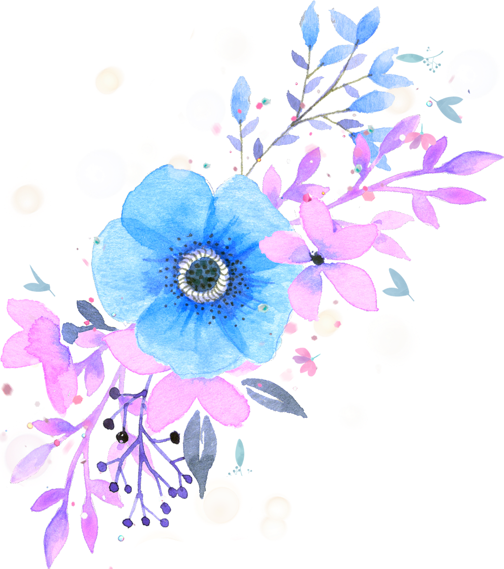 Download Ftestickers Watercolor Flowers Floralswag Blue Png Image