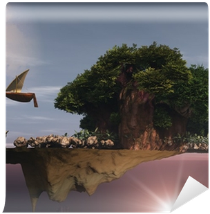 Dream-scape Surreal Floating Island And Baobab Trees - Dreamscape ...