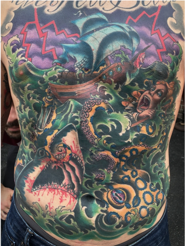 shark vs octopus tattoo