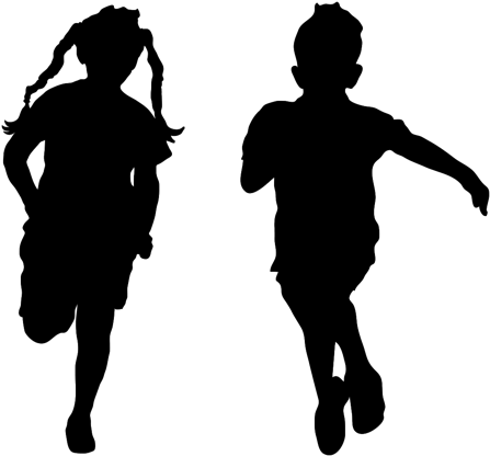 Children Running Silhouette Transparent - Kids Running Silhouette ...