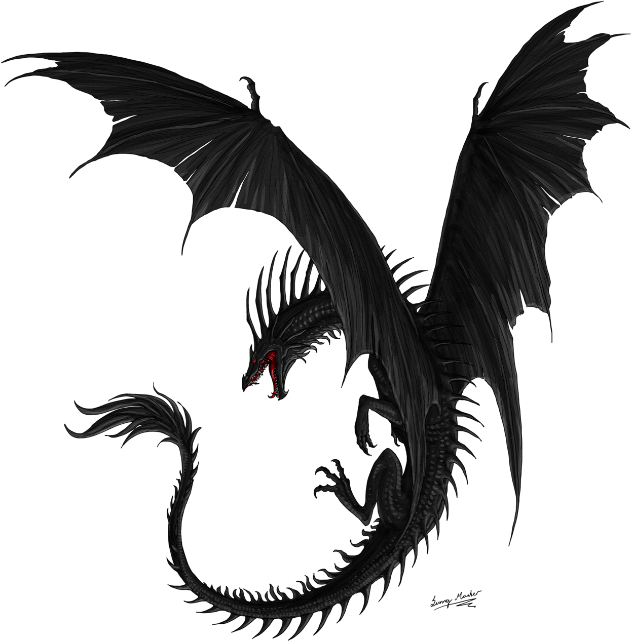 Flying Black Dragon Png - canvas-puke