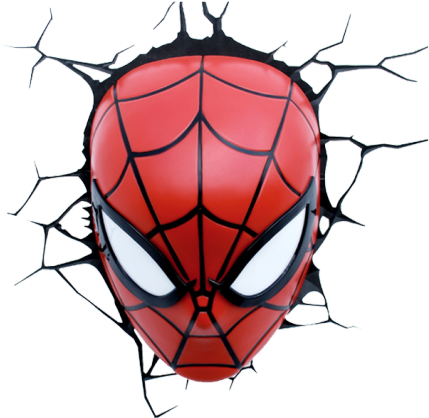 3d Light Fx Spider-man Face Wall Light - Marvel Spider-man Mask 3d ...