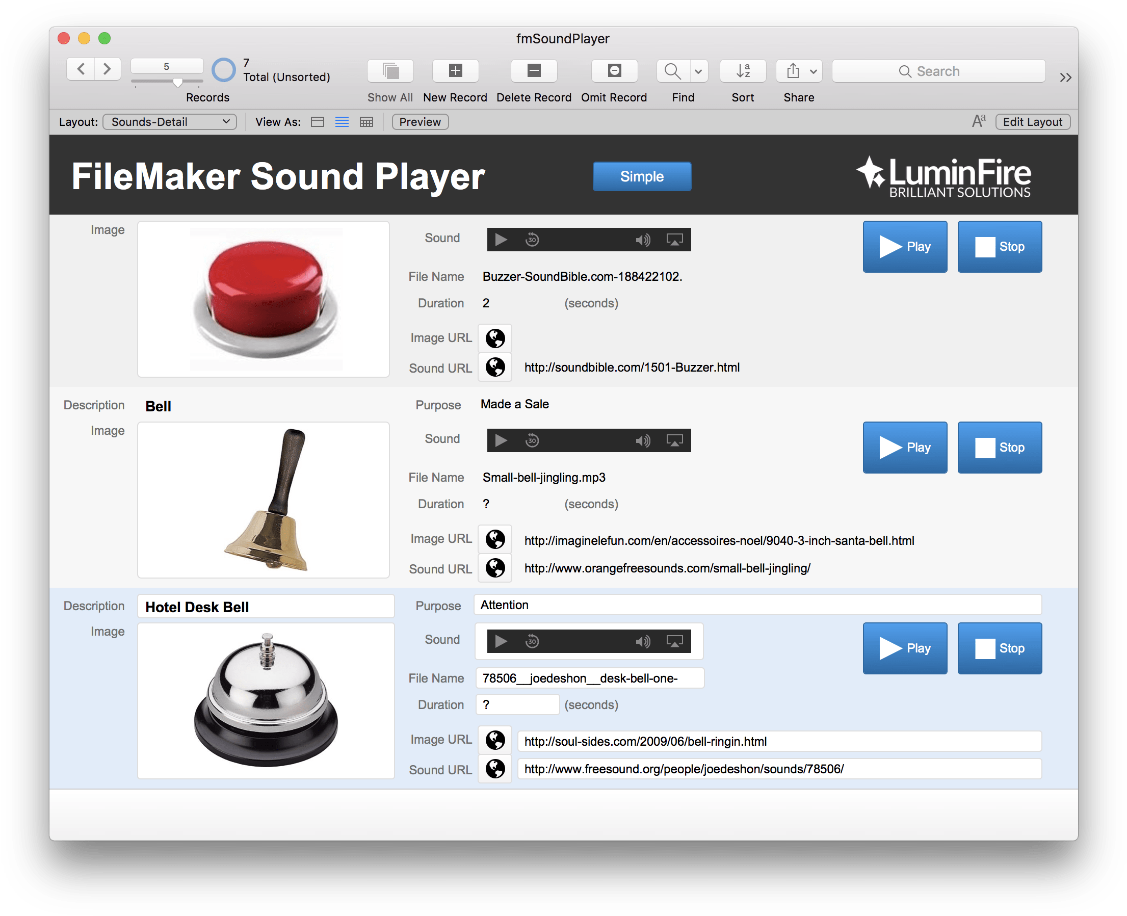 Fmsoundplayer Sound Effects On The With Filemaker Luminfire - Bell (2242x1820), Png Download
