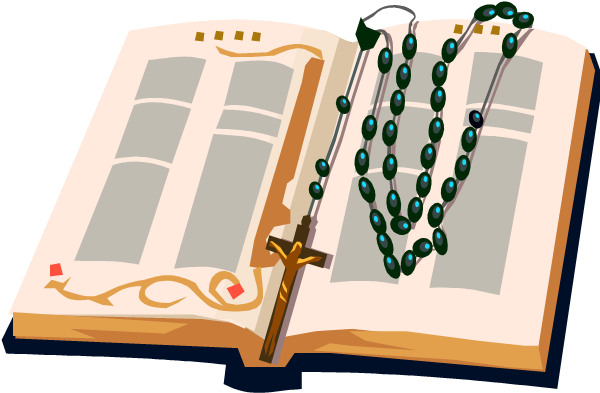 bible with rosary clip art