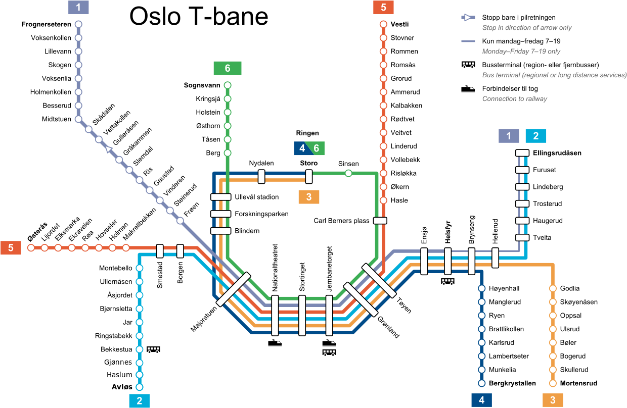 Download Oslo T-bane Linjekart - Metro Oslo Bus Map PNG Image with No ...